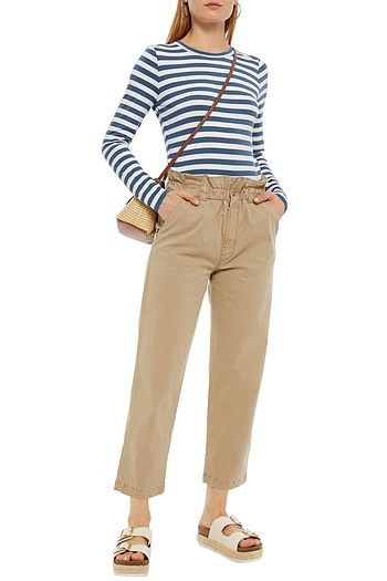MOTHER Cropped high-rise straight-leg jeans