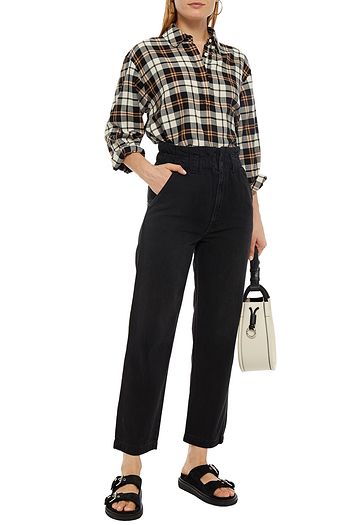 MOTHER Cropped high-rise straight-leg jeans