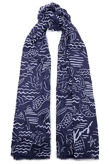 KENZO Flocked modal and silk-blend scarf