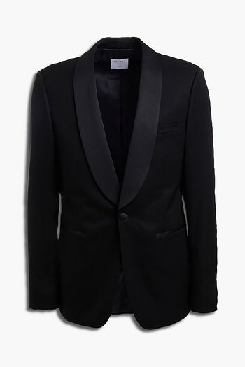 SANDRO Slim-fit wool-blend grain de poudre tuxedo jacket