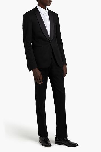 SANDRO Slim-fit wool-blend grain de poudre tuxedo jacket