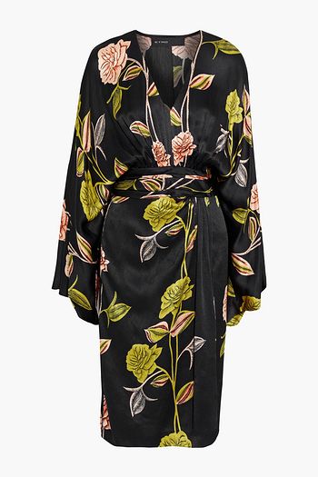 ETRO Gathered floral-print hammered-satin dress