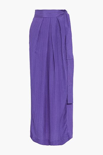 ETRO Wrap-effect pleated silk-jacquard maxi skirt