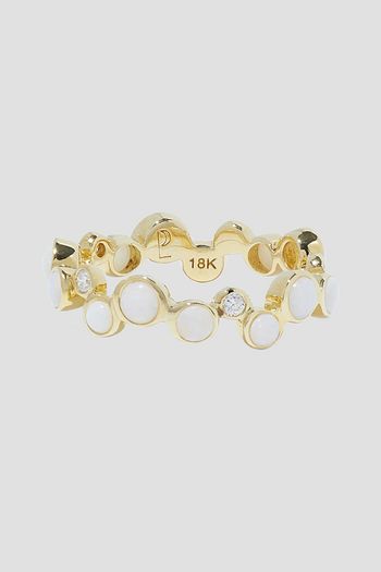 PAMELA LOVE Paillette 18-karat gold, diamond and opal ring