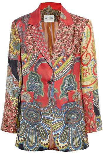 ETRO Printed silk-twill blazer