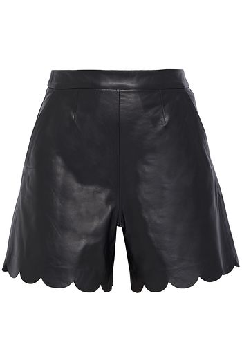REDVALENTINO Scalloped leather shorts