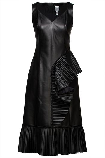HUISHAN ZHANG Pleated faux leather midi dress