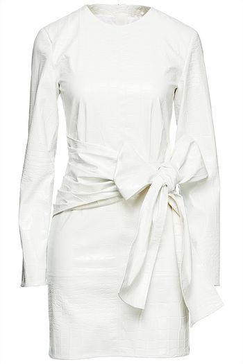 MSGM Belted faux croc-effect leather mini dress