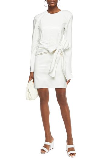 MSGM Belted faux croc-effect leather mini dress