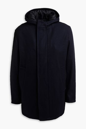 SANDRO Brushed wool-blend felt hooded parka