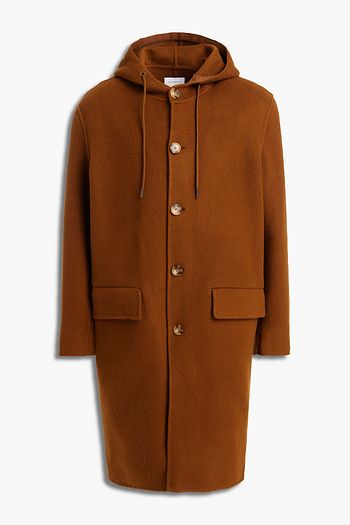 SANDRO Wool and cotton-blend felt hooded coat