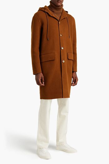 SANDRO Wool and cotton-blend felt hooded coat