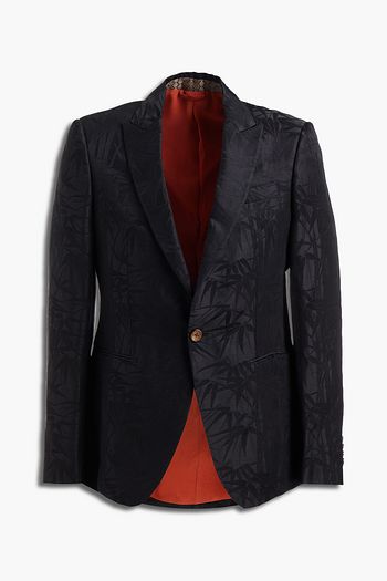 ETRO Blazer mit schmaler Passform aus glänzendem Jacquard aus einer Leinen-Seidenmischung