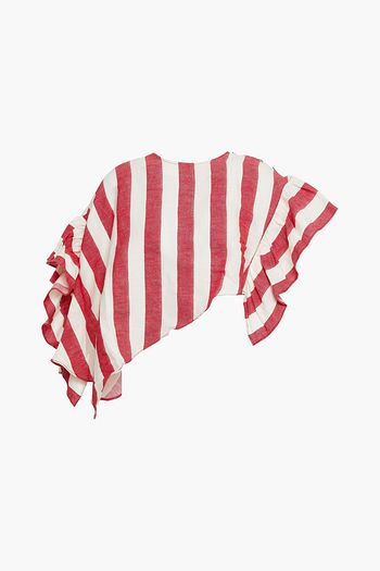 MARQUES' ALMEIDA Cropped striped linen and cotton-blend top
