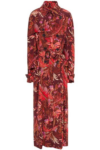 ETRO Doppelreihiger Trenchcoat aus Crêpe de Chine aus Seide mit floralem Print