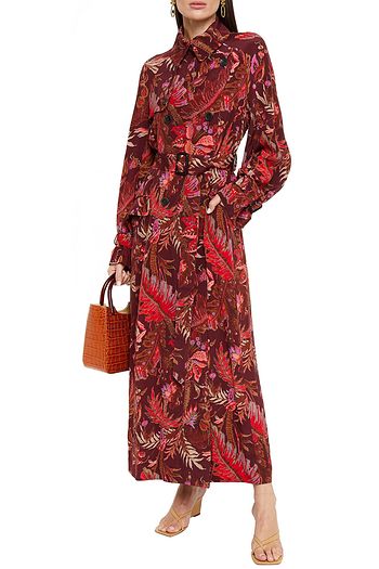 ETRO Doppelreihiger Trenchcoat aus Crêpe de Chine aus Seide mit floralem Print