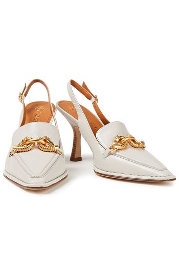 TORY BURCH Jessa Slingback-Pumps aus Leder mit Verzierung