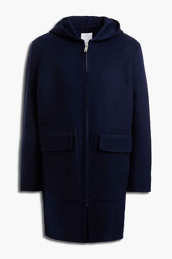 SANDRO Wool and cotton-blend felt hooded coat