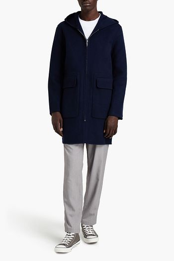 SANDRO Wool and cotton-blend felt hooded coat