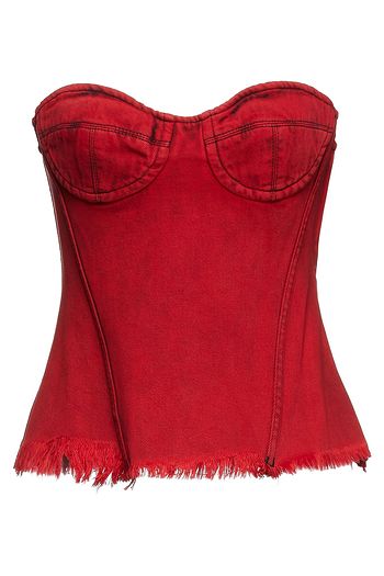 MARQUES' ALMEIDA Strapless shirred denim top