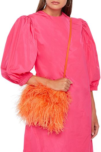 MARQUES' ALMEIDA Ostrich feather-trimmed leather shoulder bag