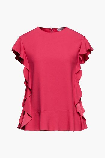 REDVALENTINO Ruffled satin-crepe top