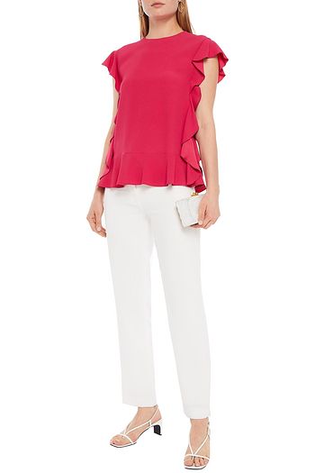 REDVALENTINO Ruffled satin-crepe top