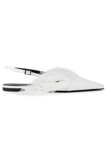 MARQUES' ALMEIDA Ostrich feather-trimmed leather slingback flats