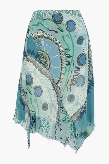 ETRO Asymmetric printed silk-crepon skirt