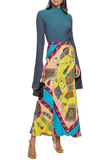 ETRO Printed satin-jacquard maxi skirt