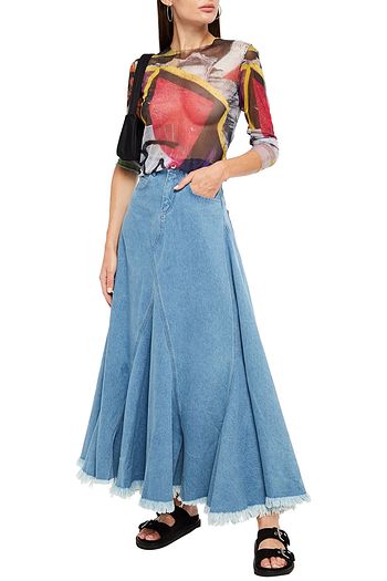 MARQUES' ALMEIDA Frayed denim maxi skirt