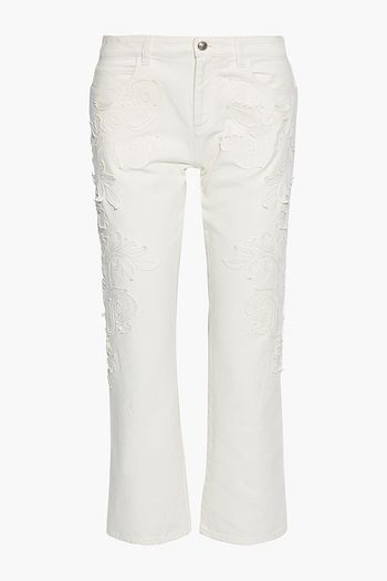 ETRO Appliquéd high-rise straight-leg jeans