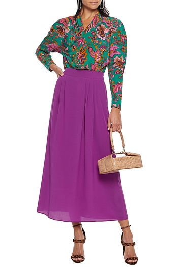 ETRO Pleated silk crepe de chine midi skirt