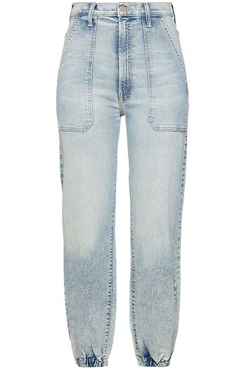 MOTHER The Wrapper Patch Springy cropped high-rise tapered jeans