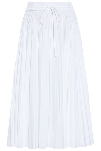 REDVALENTINO Pleated cotton-blend poplin midi skirt