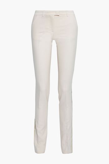 ETRO Satin-trimmed wool-blend crepe slim-leg pants