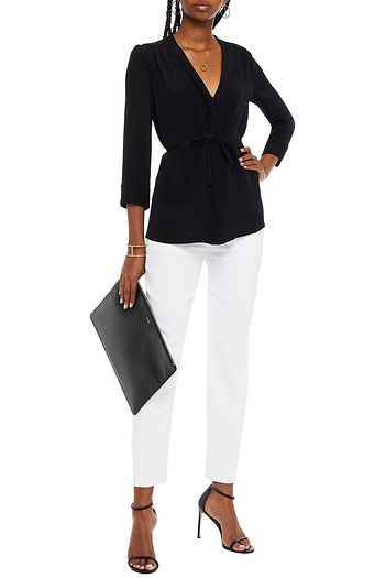 GOAT Brittany gathered silk-satin crepe blouse