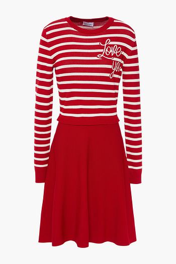 REDVALENTINO Striped jacquard-knit mini dress