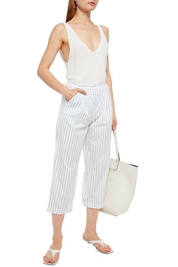 ERES Striped cotton-poplin wide-leg pants