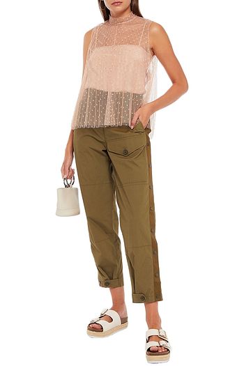 REDVALENTINO Pleated point d'esprit top