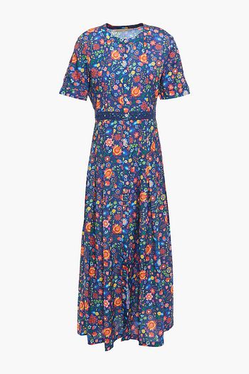 PALOMA BLUE May pleated floral-print crepe de chine midi dress