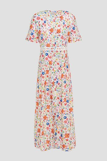 PALOMA BLUE May pleated floral-print crepe de chine midi dress