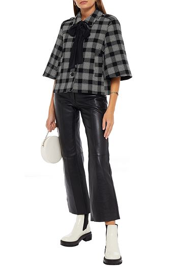 REDVALENTINO Bow-detailed Prince of Wales checked tweed blazer