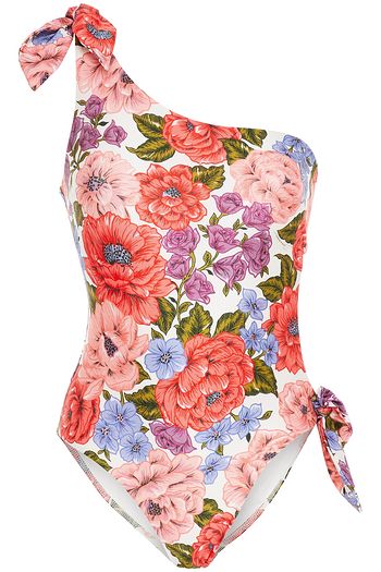 ZIMMERMANN Badeanzug mit floralem Print und asymmetrischer Schulterpartie