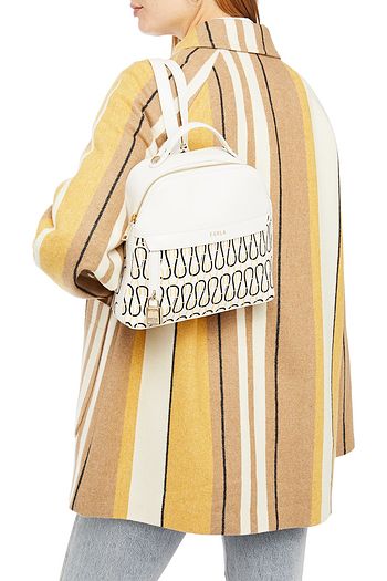 FURLA Rucksack aus strukturiertem Leder und Canvas mit Print