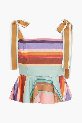ZIMMERMANN The Lovestruck ruffled striped cotton-drill top