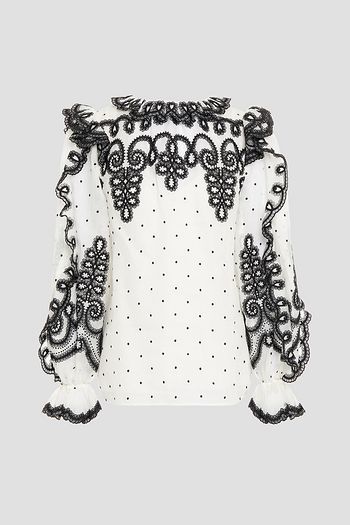 ZIMMERMANN The Lovestruck Bluse mit eingewebten Punkten und Stickereien
