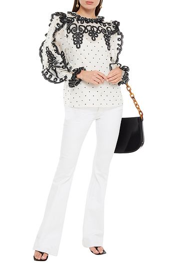 ZIMMERMANN The Lovestruck Bluse mit eingewebten Punkten und Stickereien
