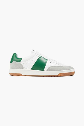 SANDRO Perforated leather and suede sneakers