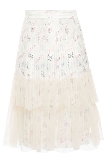 HUISHAN ZHANG Tiered layered tulle and printed satin skirt
